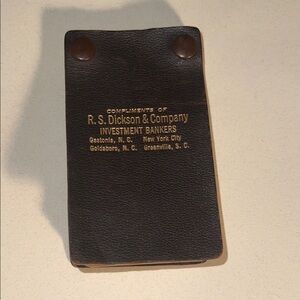 Antique Leather-Covered Flip Memo Pad R.S. Dickson & Company, Investment Bankers
